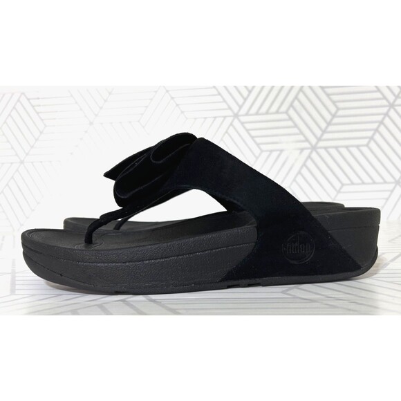 FITFLOP Yoko Size 9 41 MINK Black Sandals Arch Support Floral Flower Shoes 👠 - Picture 1 of 10